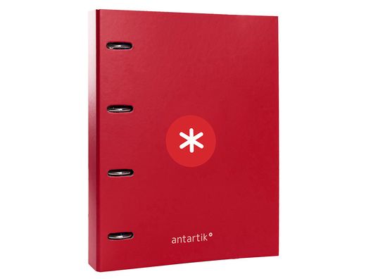 Carpeta con recambio y solapa liderpapel antartik A4 cuadro 5 mm forrada 4 anillas redondas 40mm color frambuesa