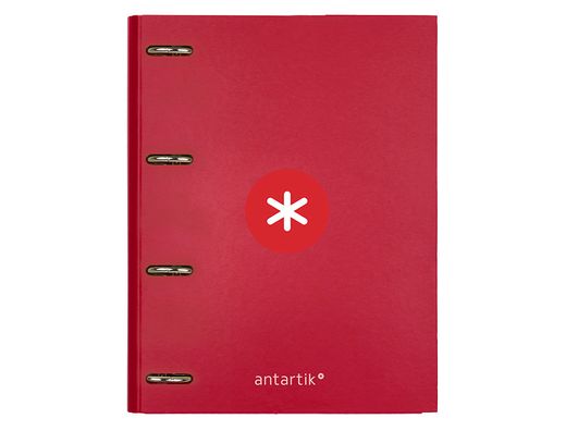 Carpeta con recambio y solapa liderpapel antartik A4 cuadro 5 mm forrada 4 anillas redondas 40mm color frambuesa