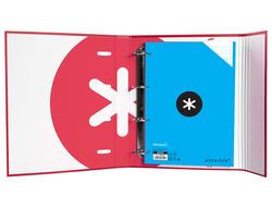 Carpeta con recambio y solapa liderpapel antartik A4 cuadro 5 mm forrada 4 anillas redondas 40mm color frambuesa