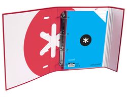 Carpeta con recambio y solapa liderpapel antartik A4 cuadro 5 mm forrada 4 anillas redondas 40mm color frambuesa