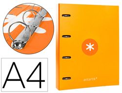 Carpeta con recambio y solapa liderpapel antartik A4 cuadro 5 mm forrada 4 anillas redondas 40mm color mostaza