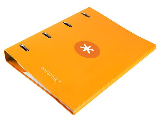 Carpeta con recambio y solapa liderpapel antartik A4 cuadro 5 mm forrada 4 anillas redondas 40mm color mostaza