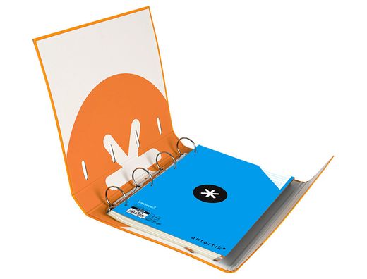Carpeta con recambio y solapa liderpapel antartik A4 cuadro 5 mm forrada 4 anillas redondas 40mm color mostaza