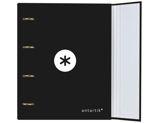 Carpeta con Recambio y Solapa Liderpapel Antartik A4 Cuadro 5 mm Forrada 4 Anillas Redondas 40Mm Color Negra
