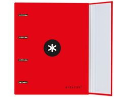 Carpeta con Recambio y Solapa Liderpapel Antartik A4 Cuadro 5 mm Forrada 4 Anillas Redondas 40Mm Color Rojo