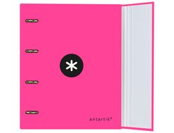 Carpeta con Recambio y Solapa Liderpapel Antartik A4 Cuadro 5 mm Forrada 4 Anillas Redondas 40Mm Color Rosa