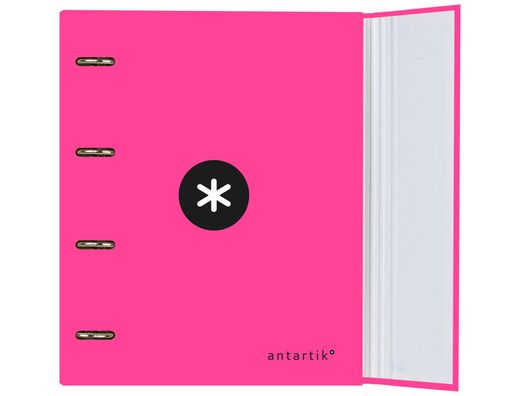 Carpeta con Recambio y Solapa Liderpapel Antartik A4 Cuadro 5 mm Forrada 4 Anillas Redondas 40Mm Color Rosa