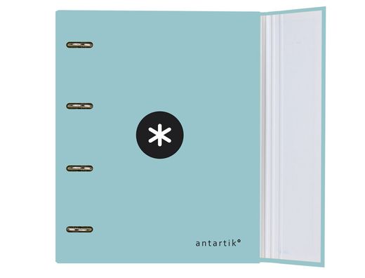 Carpeta con recambio y solapa liderpapel antartik a4 cuadro 5mm forrada 4 anillas redondas 40mm color menta