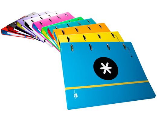 Carpeta con Recambio y Solapa Liderpapel Antartik A4 Cuadro 5Mm Forrada 4 Anillas Redondas 40Mm Colores Surtidos