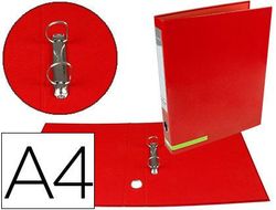 Carpeta de 2 Anillas 25 mm Mixtas Liderpapel A4 Forrado Color System con Ollado y Tarjetero Rojo