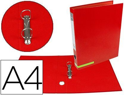 Carpeta de 2 Anillas 25 mm Mixtas Liderpapel A4 Forrado Color System con Ollado y Tarjetero Rojo