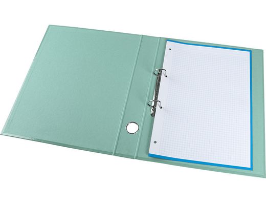 Carpeta de 2 anillas 25 mm mixtas liderpapel a4 forrado color system con ollao y tarjetero menta