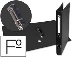 Carpeta de 2 Anillas 25Mm Mixt As Liderpapel Folio Forrado Papercoat con Ollao y Tarjetero Compresor Plastico Negro