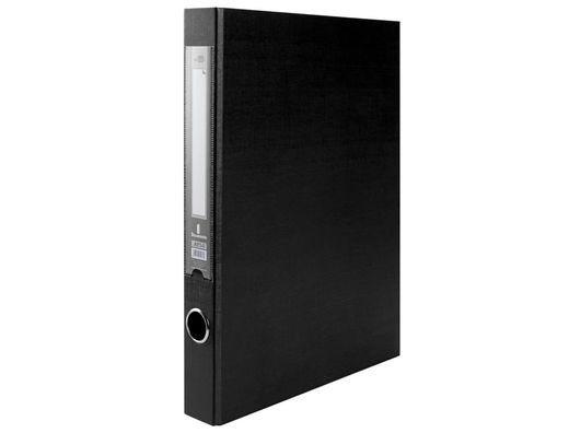 Carpeta de 2 Anillas 25Mm Mixt As Liderpapel Folio Forrado Papercoat con Ollao y Tarjetero Compresor Plastico Negro