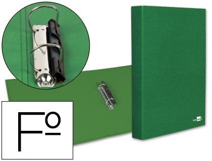 Carpeta de 2 Anillas 25Mm Mixtas Liderpapel Folio Carton Forrado Paper Coat Compresor Plastico Verde