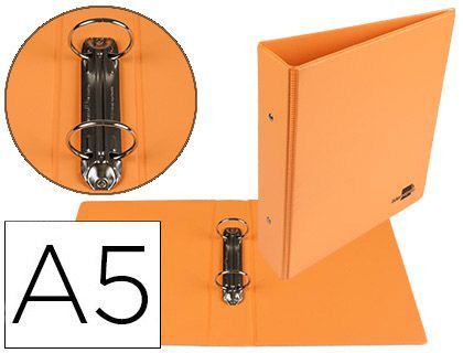 Carpeta de 2 Anillas 40 mm Redondas Liderpapel A5 Carton Forrado Pvc Naranja