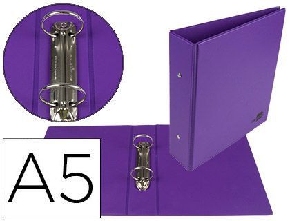 Carpeta de 2 Anillas 40 mm Redondas Liderpapel A5 Carton Forrado Pvc Violeta