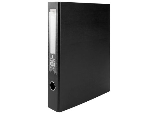 Carpeta de 2 Anillas 40Mm Mixt As Liderpapel Folio Forrado Papercoat con Ollao y Tarjetero Compresor Plastico Negro