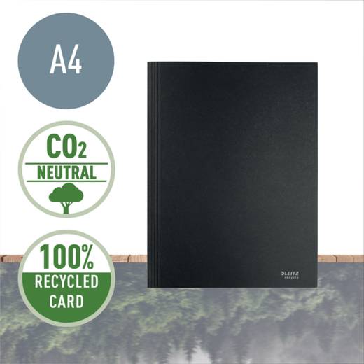 Carpeta de 3 solapas de cartón Leitz Recycle. 100% reciclable. DIN A4, negro