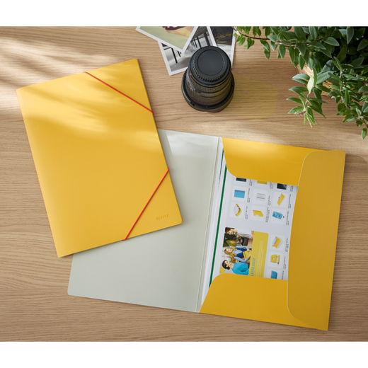 Carpeta de 3 solapas Leitz Cosy. DIN A4. Cartón, amarillo
