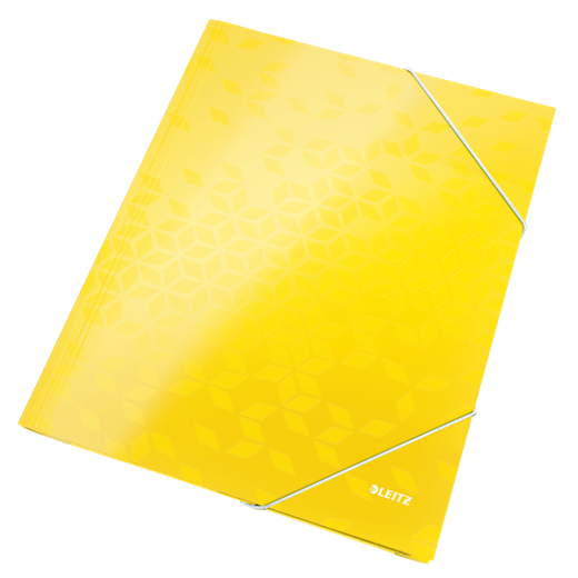 Carpeta de 3 solapas WOW. DIN A4. Cartón, amarillo