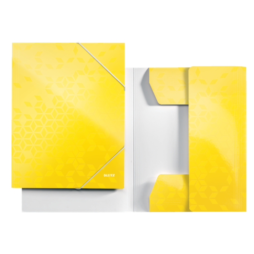 Carpeta de 3 solapas WOW. DIN A4. Cartón, amarillo