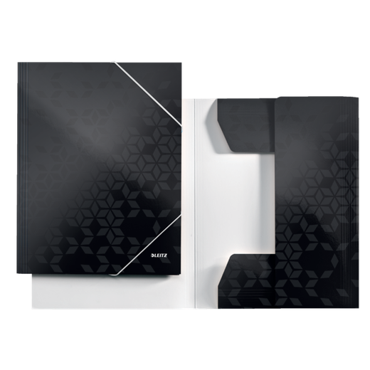 Carpeta de 3 solapas WOW. DIN A4. Cartón, negro