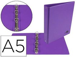 Carpeta de 4 Anillas 25 mm Redondas Liderpapel A5 Carton Forrado Pvc Violeta