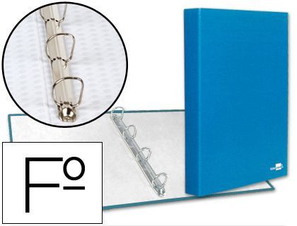 Carpeta de 4 Anillas 25Mm Mixtas Liderpapel Folio Carton Forrado Paper Coat Celeste