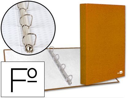 Carpeta de 4 Anillas 25Mm Mixtas Liderpapel Folio Carton Forrado Paper Coat Naranja