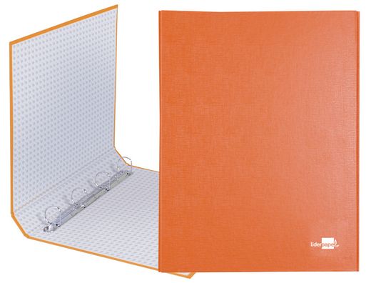 Carpeta de 4 Anillas 25Mm Mixtas Liderpapel Folio Carton Forrado Paper Coat Naranja