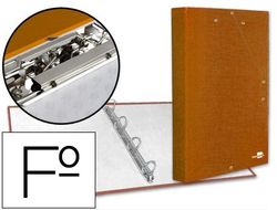 Carpeta de 4 Anillas 25Mm Redondas Liderpapel Folio Carton Forrado Paper Coat Naranja con Miniclip y Solapas