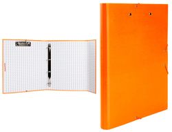 Carpeta de 4 Anillas 25Mm Redondas Liderpapel Folio Carton Forrado Paper Coat Naranja con Miniclip y Solapas