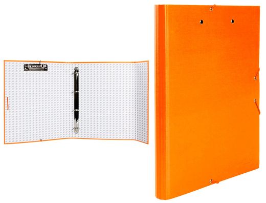 Carpeta de 4 Anillas 25Mm Redondas Liderpapel Folio Carton Forrado Paper Coat Naranja con Miniclip y Solapas