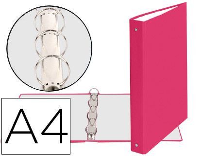 Carpeta de 4 Anillas 30Mm Redondas Exacompta A4 Carton Forrado Rosa