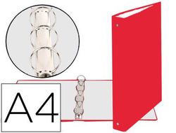 Carpeta de 4 Anillas 30Mm Redondas Exacompta Din A4 Carton Forrado Rojo