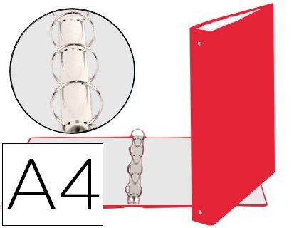 Carpeta de 4 Anillas 30Mm Redondas Exacompta Din A4 Carton Forrado Rojo