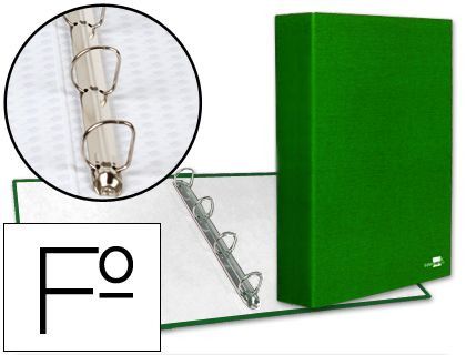 Carpeta de 4 Anillas 40Mm Mixtas Liderpapel Folio Carton Forrado Paper Coat Verde