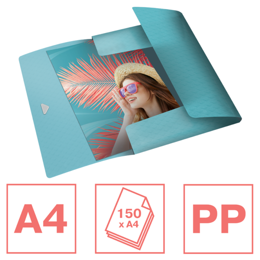 Carpeta de gomas Esselte Colour'Breeze. PP. Con 3 solapas. DIN A4, surtidos
