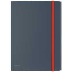 Carpeta de gomas Leitz Cosy.  PP. Con 3 solapas y bolsillo interior c/ cierre. DIN A4, gris