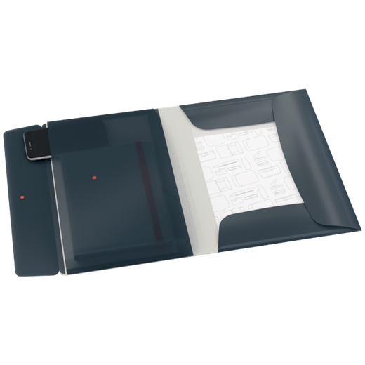 Carpeta de gomas Leitz Cosy.  PP. Con 3 solapas y bolsillo interior c/ cierre. DIN A4, gris