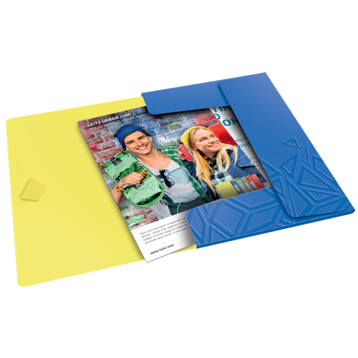Carpeta de gomas Urban Chic. PP. 3 solapas. DIN A4, azul