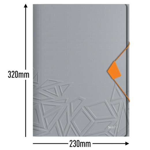 Carpeta de gomas Urban Chic. PP. 3 solapas. DIN A4, gris