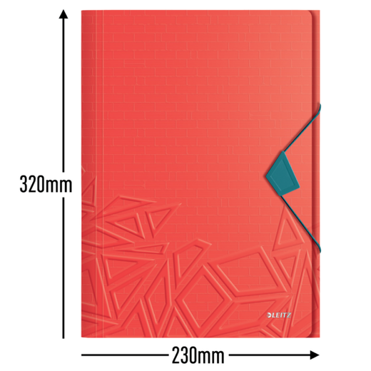 Carpeta de gomas Urban Chic. PP. 3 solapas. DIN A4, rojo