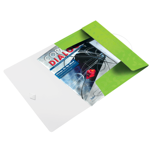 Carpeta de gomas WOW. PP. Con 3 solapas. DIN A4, verde