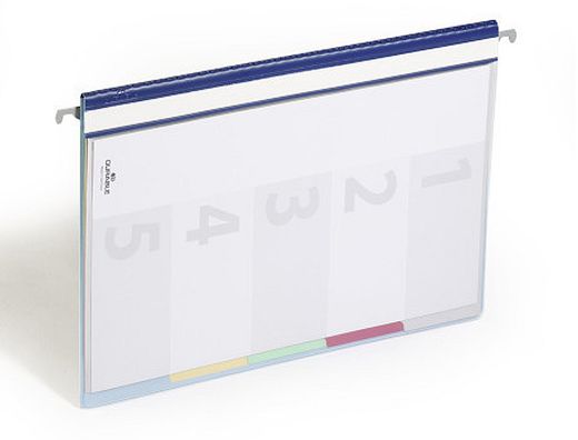 Carpeta dossier fastener plastico duraclip din a4 con 5 separadores e indice lomo color azul pack de 5 unidades
