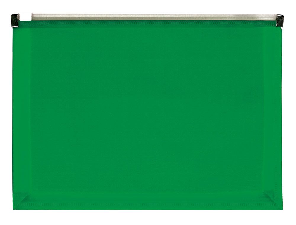 Carpeta dossier liderpapel a4 cierre de cremallera verde translucido