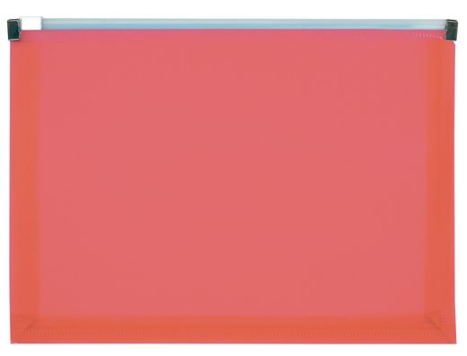 Carpeta dossier liderpapel a5 cierre de cremallera rojo translucido