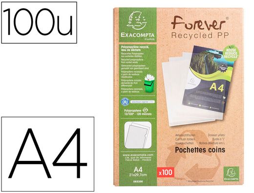 Carpeta dossier uñero exacompta reciclado polipropileno 120 mc din a4 caja de 100 unidades