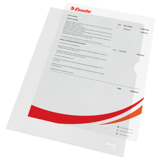 Carpeta dossier uñero plastico esselte din a4 polipropileno transparente 110mc piel de naranja caja de 100 unidades